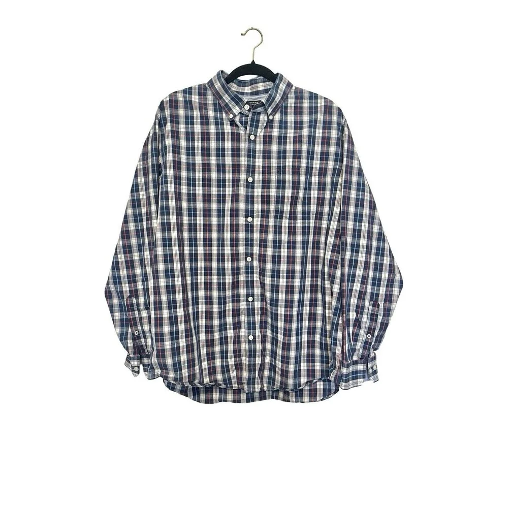Banana Republic Mens XL Tailored Slim Fit Soft Wash Long Sleeve Plaid Shirt